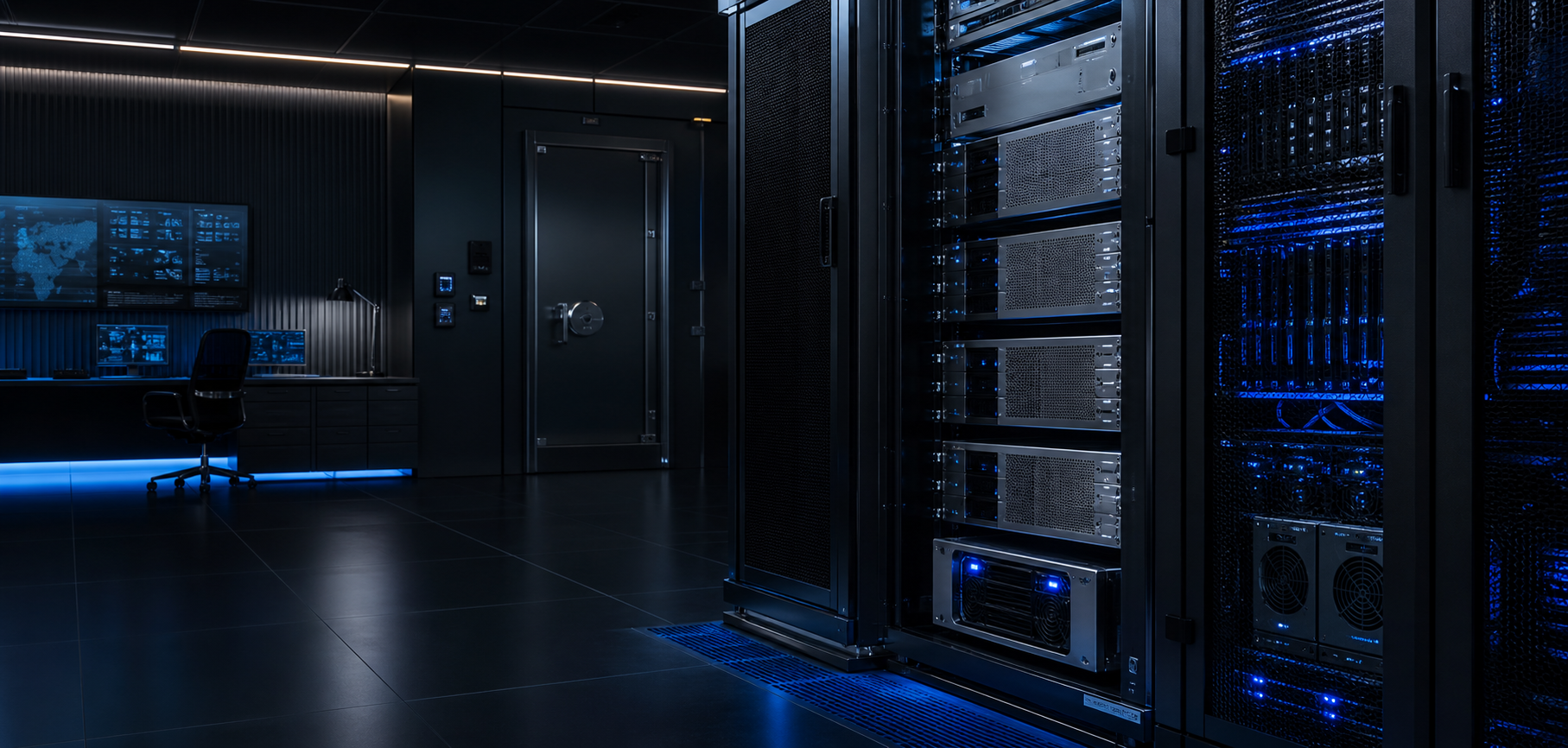 AI server rack with secure operations room